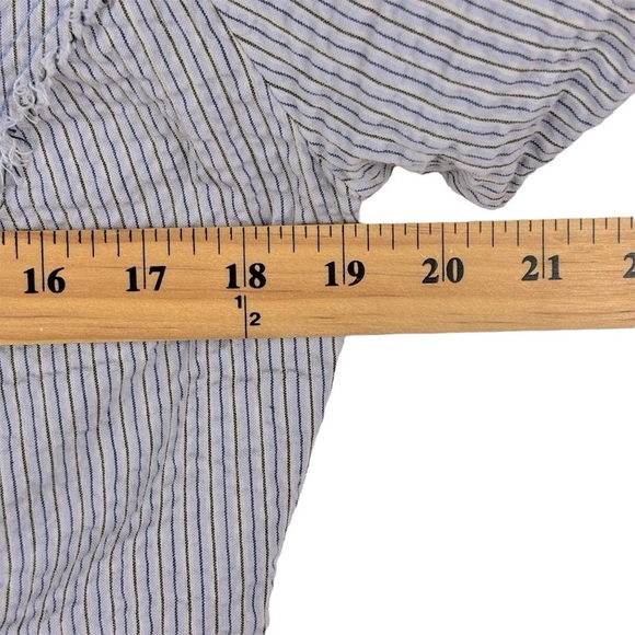 Free People We The Free Annabelle Button front Blue Striped Blouse Size L Boho - Picture 11 of 13